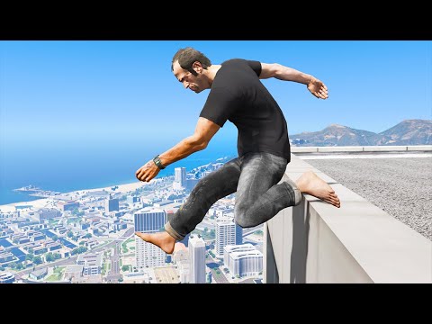 GTA 5 Jumping off Highest Buildings - GTA V Funny Moments #9