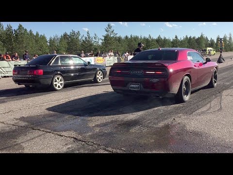 Audi 90 Quattro B3 2.2t 20v vs 2018 Dodge Challenger SRT 392 1/4 mile drag race