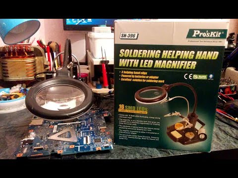 Третья рука для пайки Pro'sKit SN-396 LED увеличение 2.5x - фото 1 - id-p1939245754