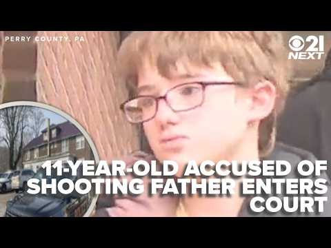 Child, 11, accused of killing father arrives at PA court hearing in handcuffs