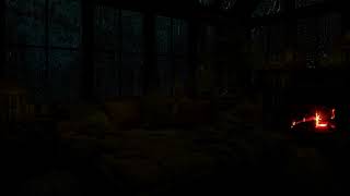 Relaxing Autumn Rain & Fireplace Ambience by the Window in the Dark Cabin🌧️😴Perfect for Sleep &Relax