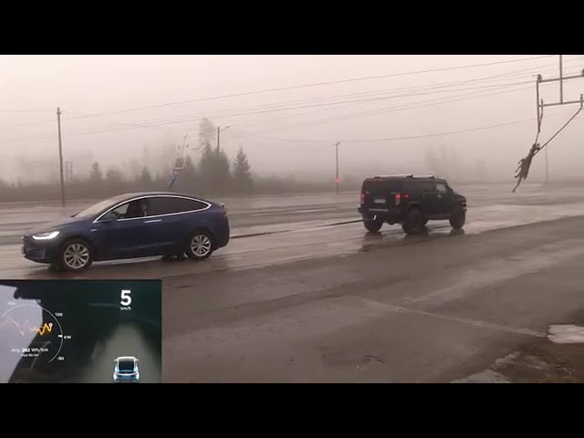 Tesla Х уделывает Hummer Н2