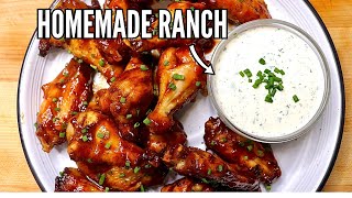 Air Fryer Chicken Wings | Homemade Buttermilk Ranch Dressing