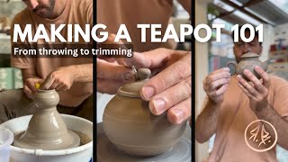 How to make a clay teapot - Ceramic teapot making on the wheel (15 minutes demo)