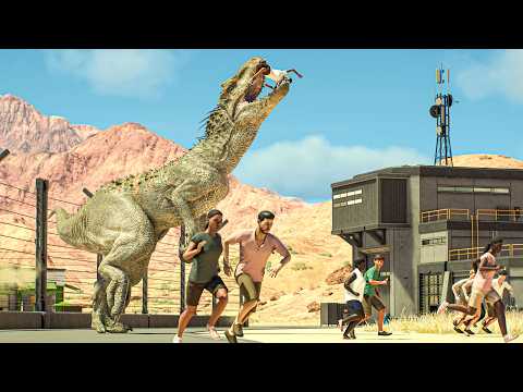 INDOMINUS REX Escapes and Eats Park Guests - Jurassic World Evolution 3