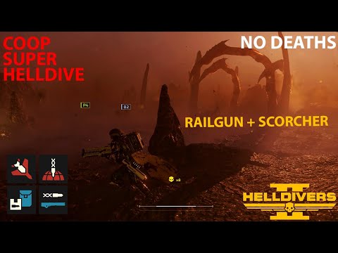 Helldivers 2 RAILGUN + SCORCHER BUILD (Coop // No Deaths // All Clear)
