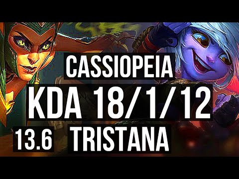CASSIOPEIA vs TRISTANA (MID) | 18/1/12, Rank 7 Cassio, 6 solo kills | KR Challenger | 13.6