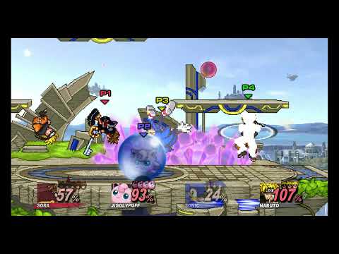 Super Smash Flash 2 Project B: XP Sora Vs Jigglypuff Vs SSBU Sonic Vs Naruto