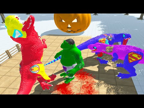 SUPERMAN T REX AND HULK KING KONG WORKING DEATH FALL - Animal Revolt Battle Simulator