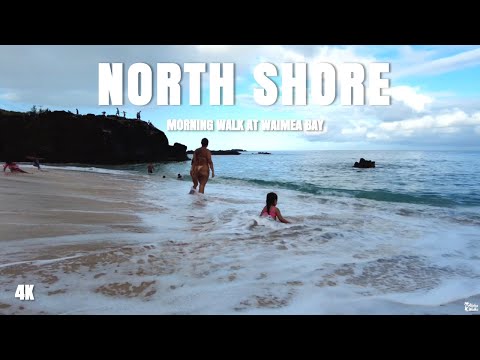 4K Morning Walk at Waimea Bay [Ep. 30]– North Shore Kids & Waves  4K ワイメア湾モーニング散歩｜ノースショアの子どもたちと波の朝