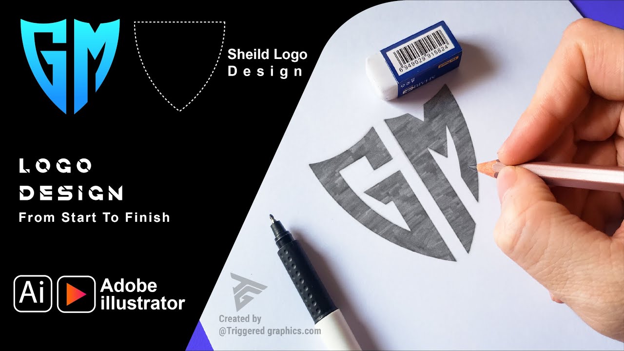 The Shield Monogram Logo Design Process | Design Any Logo Letters In Shield In Adobe Illustrator