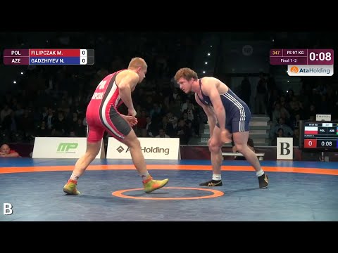 GOLD FS - 97 kg: N. GADZHIYEV (AZE) df. M. FILIPCZAK (POL) by TF, 10-0