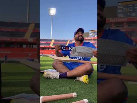 Rohit Sharma ❤️ preparing his bat by putting sticker, fiber tap and grip 🔥.