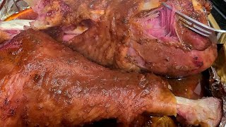 How to Prepare Store Bought Smoked Turkey Legs.  Quick and Easy Short Cut Jerk BBQ or Any BBQ Sauce