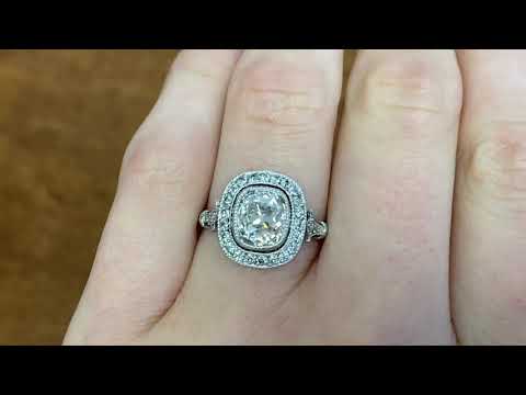 1.93ct Center Antique Cushion Cut Diamond Halo Engagement Ring - Erie Ring - Hand Video