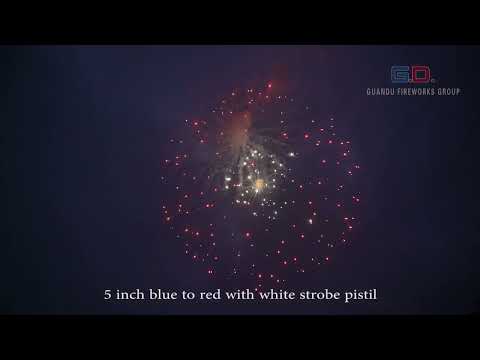 DS05011 5''display shell from Guandu Fireworks blue to red with white strobe pistil