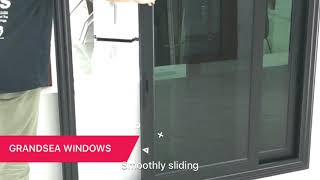 Villa external balcony black aluminum frame sliding glass window 4x4