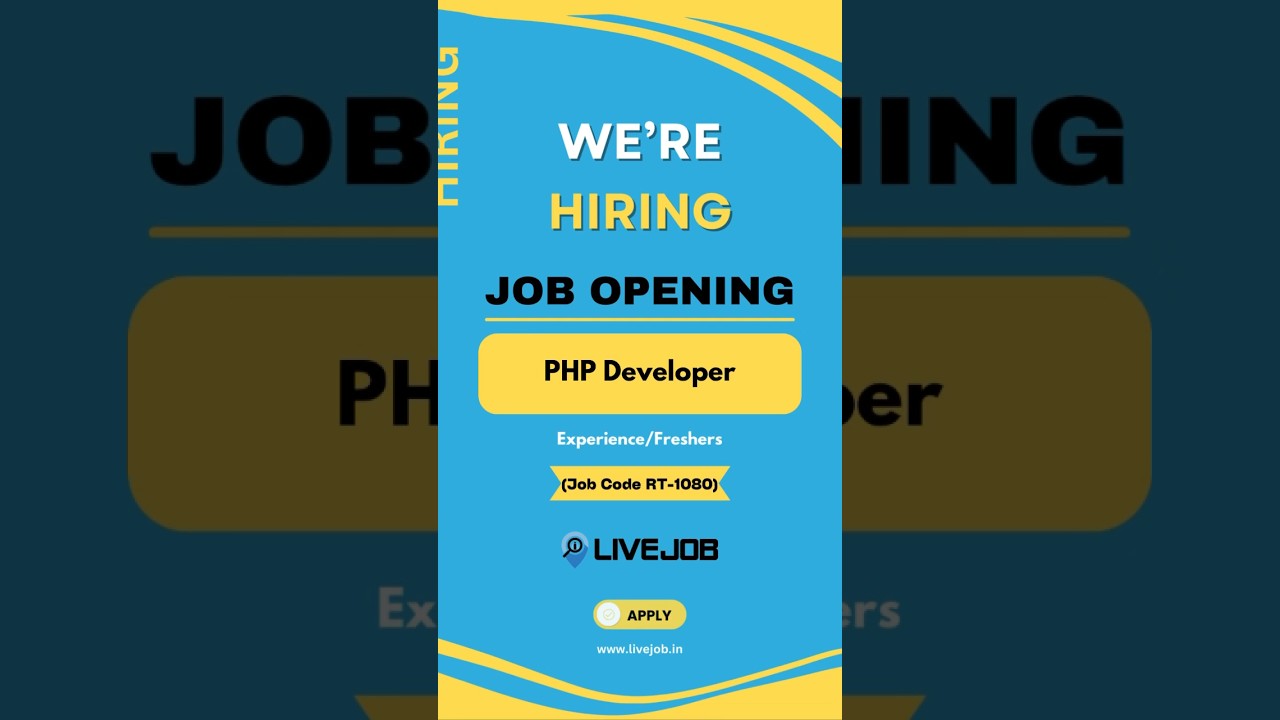 Job Opening For PHP Developer;  #jobopportunities