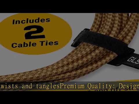 GLS Audio Instrument Cable - Amp Cord for Bass & Electric Guitar - Straight to Right Angle 1/4 Inch