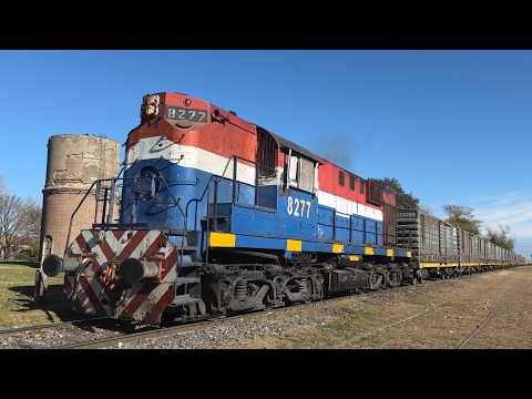[8K] Variado y colorido tren cargado de NCA con la ALCo RSD16 8277 pasando por Marcos Juárez!!!!!!