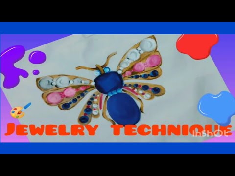 Butterfly acrylic painting with jewelry technique step by step / butterfly drawing for beginners