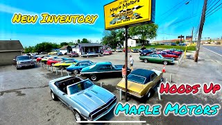 Classic American Muscle Cars Maple Motors Inventory Update Hoods Up 5/28/24 USA Rides For Sale Deals