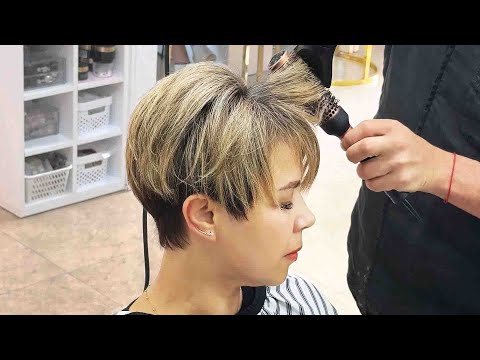Short Undercut Pixie Bob Haircut for Blonde Hair Women
