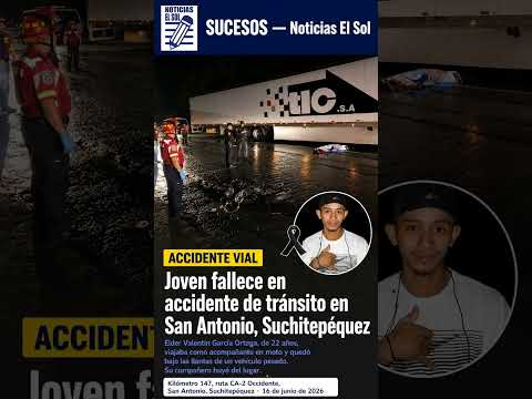 Joven fallece en accidente de tránsito en San Antonio, Suchitepéquez
