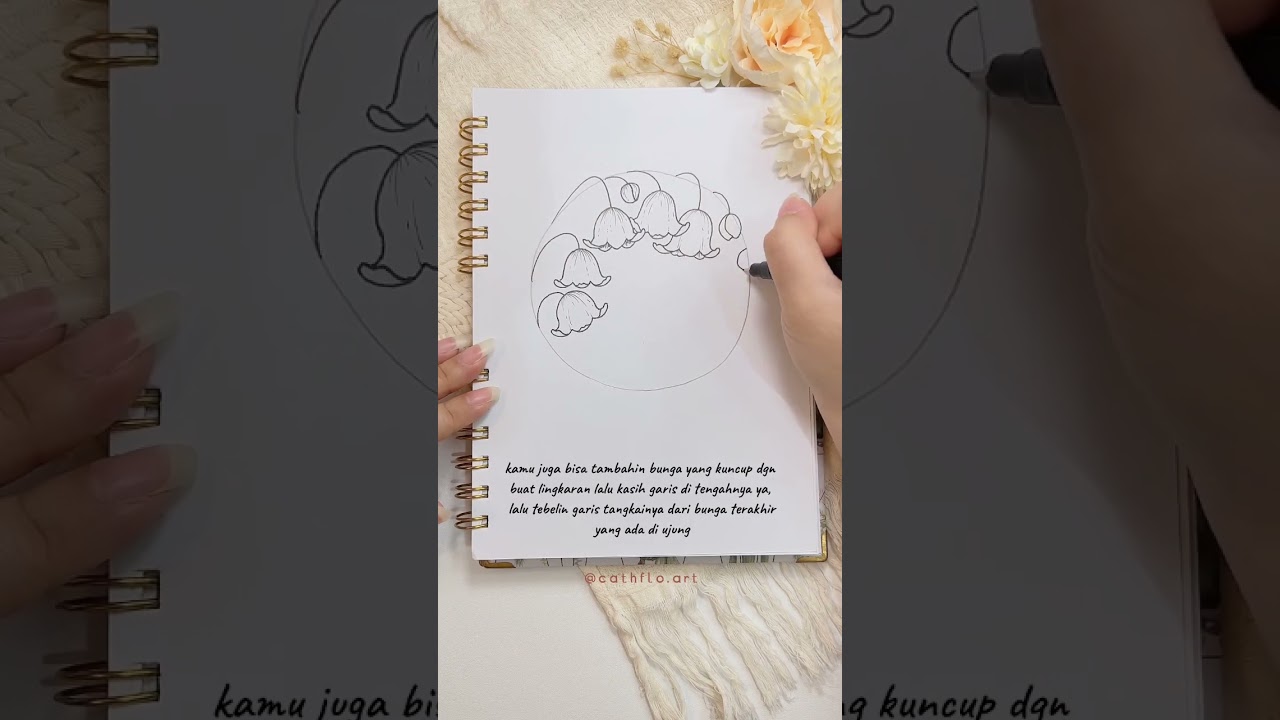 Tutorial Gambar Bunga Lily of the Valley Aesthetic @cathfloart