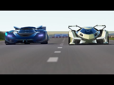 Dodge SRT Tomahawk X Vision GT vs Lamborghini V12 Vision GT at Palanga Circuit