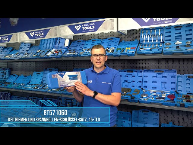 Vidéo teaser pour BRLLIANT TOOLS BT571060 Keilriemen und Spannrollen-Schlüssel-Satz, 15-tlg [Powered by KS Tools]