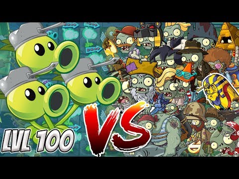 Plants vs Zombies 2 Epic Hack - Threepeater Level 100 vs All Freakin Zombies
