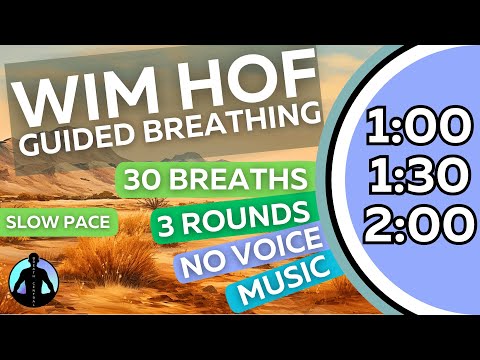 WIM HOF Guided Breathing Meditation - 30 Breaths 3 Rounds Slow Pace | No Voice | Up to 2min
