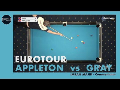 TRUE GRIT!...Darren APPLETON vs Mark GRAY | EUROTOUR 2019 | 9 Ball | Imran Majid Commentator