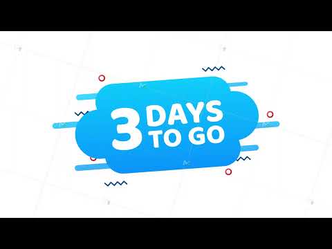 3 Days to go. Countdown timer. Clock icon. Time icon. Count time sale. Motion graphics.