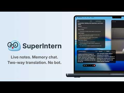 SuperIntern: Botless Live Meeting Agent 공식 영상 미리보기
