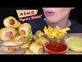 ASMR PIGS IN A BLANKET PUFF PASTRY HOT DOGS FRIES No Talking Mukbang Real Eating Sounds