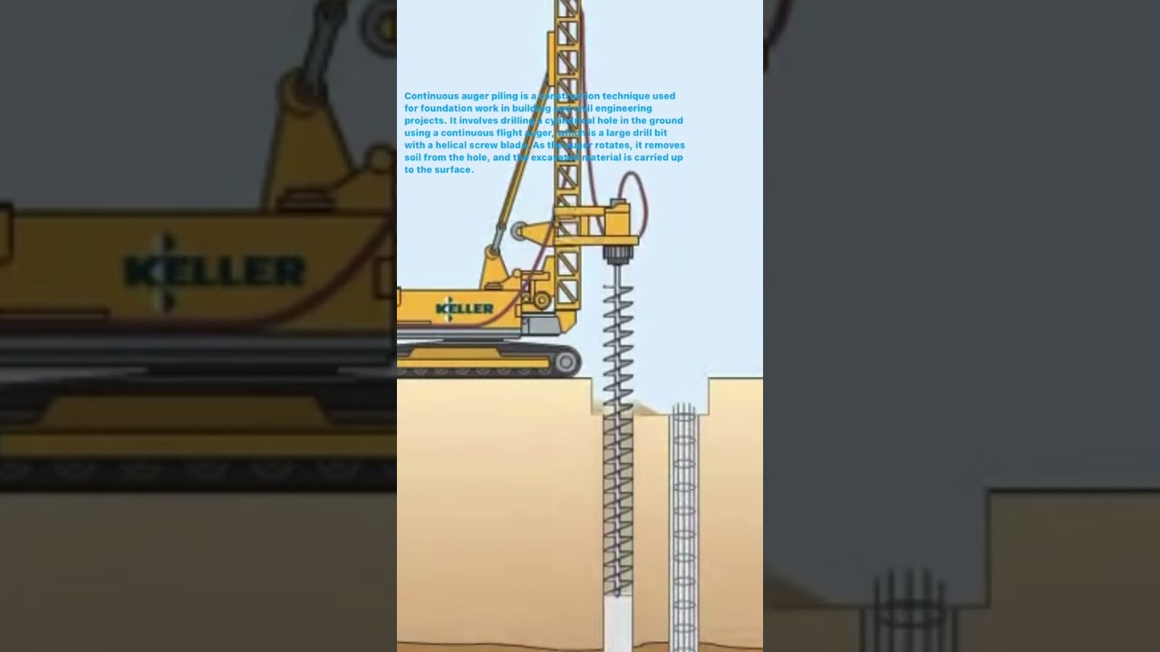 Continuous auger piling construction technique #shorts