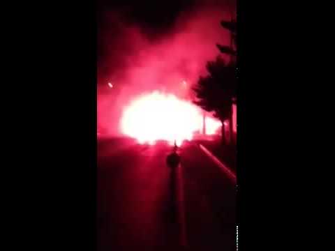 fernebache fans throw flares at riot police and fire crackers!