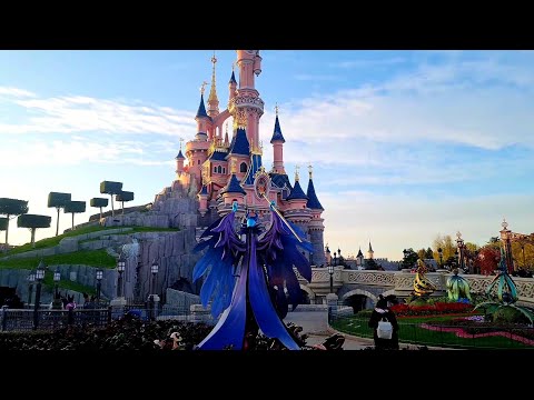 An evening at Disneyland Paris,Sunset, flowers, Main Street U.S.A, 30th Anniversary, 21st April 2023