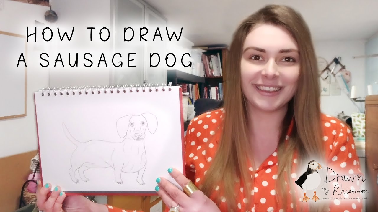 How to draw a sausage dog | Designing a new dachshund print | Drawn by Rhiannon