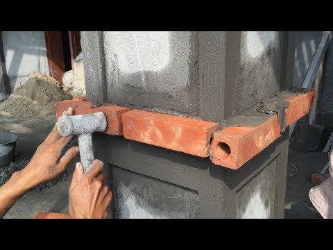 Construction Technology - Rendering Sand And Cement In To The Column Foot, Construction Daily