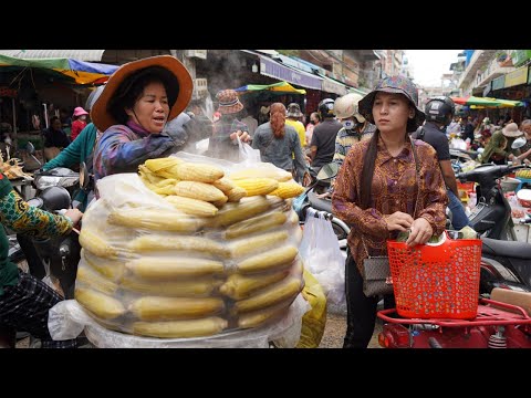 Morning Food Market Scene 2023 - Fresh Neem Salad, Boiled Corn, Vegetable, Fish in Town Market