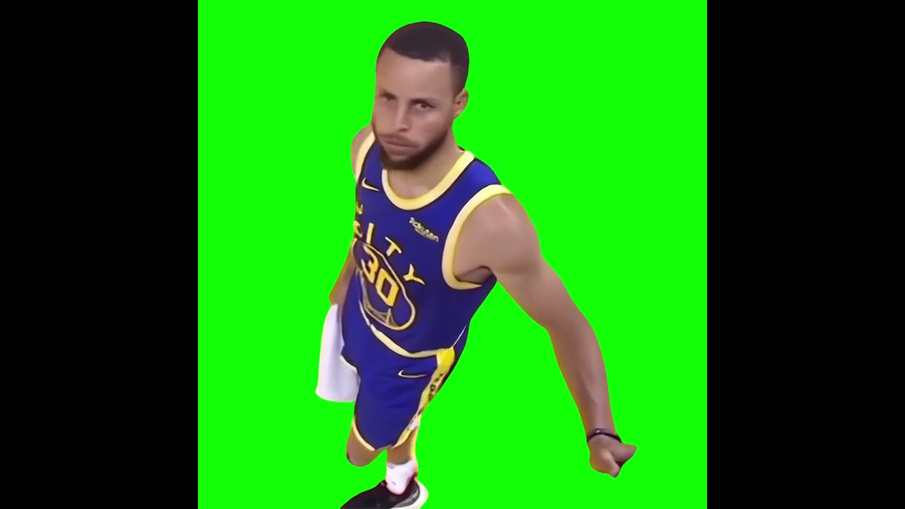 Stephen Curry surprised looking at camera NBA meme (Green Screen)
