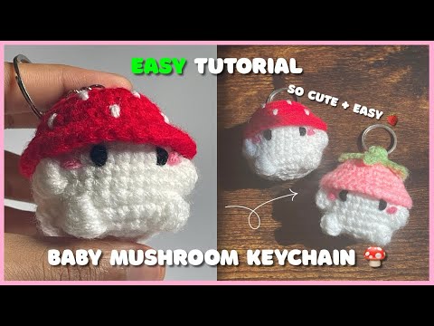 Crochet Cute Mushroom Baby Tutorial 🍄 | easy keychain idea for beginners