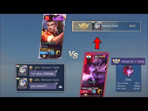 CHOOU VS TOP 1 GLOBAL + 15K MATCHES INDIAN CHOU !! WHO WIN?