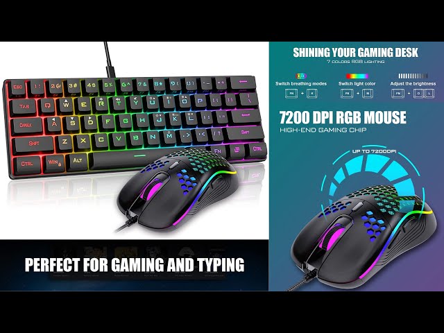 Vídeo relacionado con RedThunder Juego de Teclado y ratón para Juegos con 60% RGB, ratón de 7200 PPP, Mini Teclado para Juegos, 62 teclados, disposición DE, Ultraligero con construcción de Panal para PC Mac PS5 Xbox Gamer