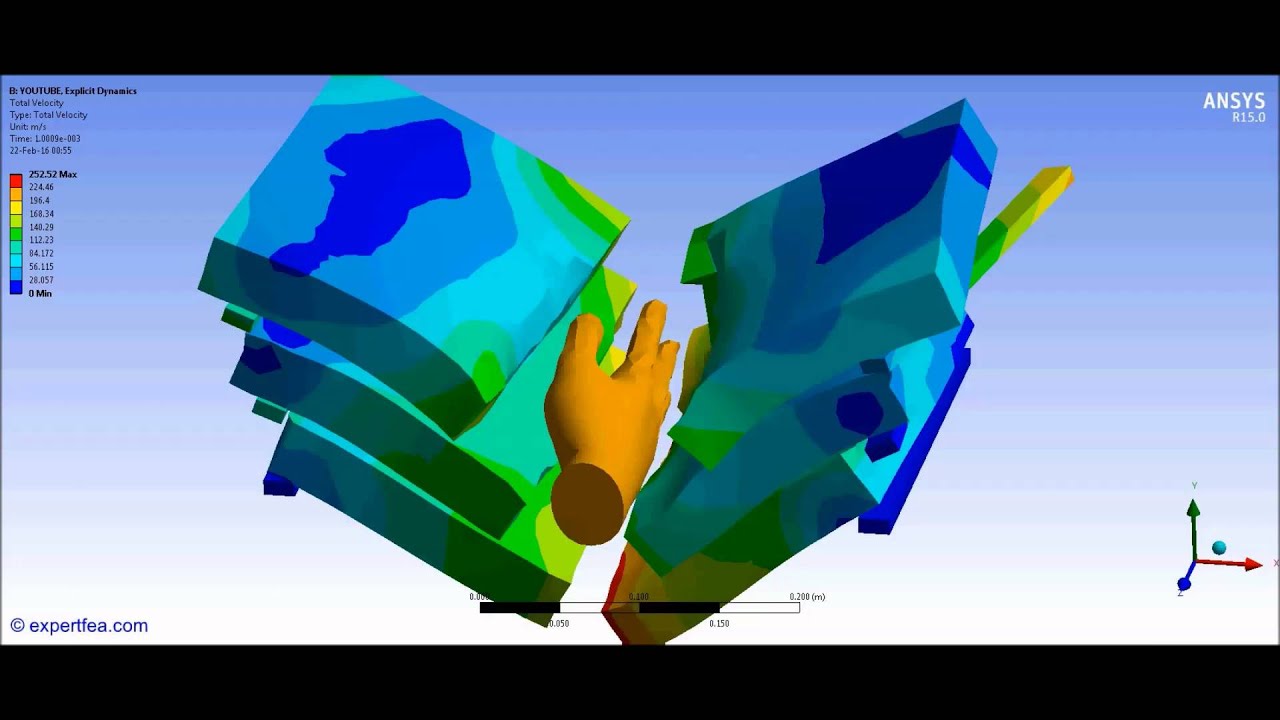 ANSYS WB Explicit Dynamics FEA - Simulation of the breaking of bricks in martial arts