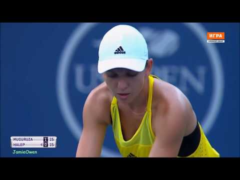 Garbine Muguruza vs Simona Halep 2017 Cincinnati Highlights