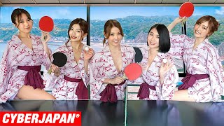 【温泉卓球】浴衣が乱れるくらいの真剣勝負！水着BBQをかけたピンポン合戦